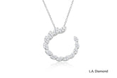14K White Gold Diamond Flare Loop Pendant Necklace